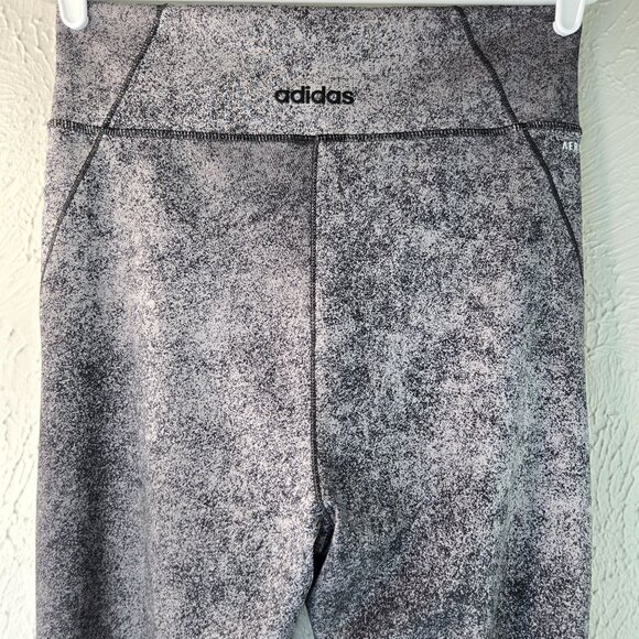 Adidas Leggings Size Medium Gray Black Stretchy Athletic Workout Pull On Pants - Picture 6 of 10